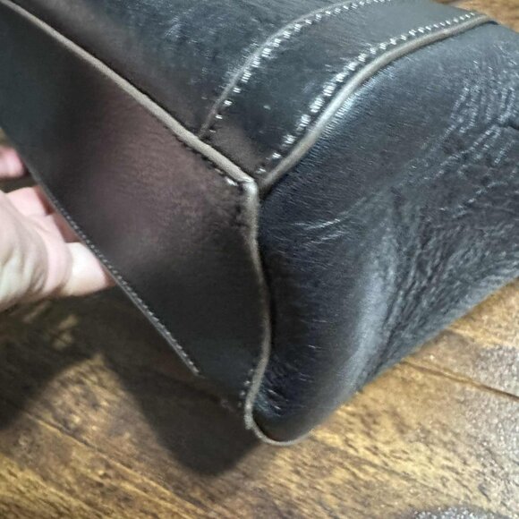 Fossil Avondale Black Leather Satchel Handbag Brass Hardware Excellent - Picture 11 of 16